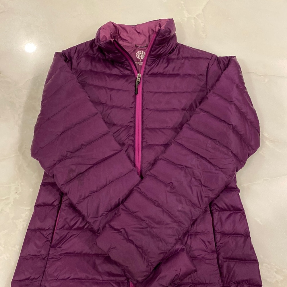 REI purple puffer coat